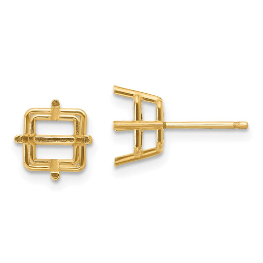 Exclusive 14K Gold 7mm Square Earring Settings - Stylish & Affordable Luxury