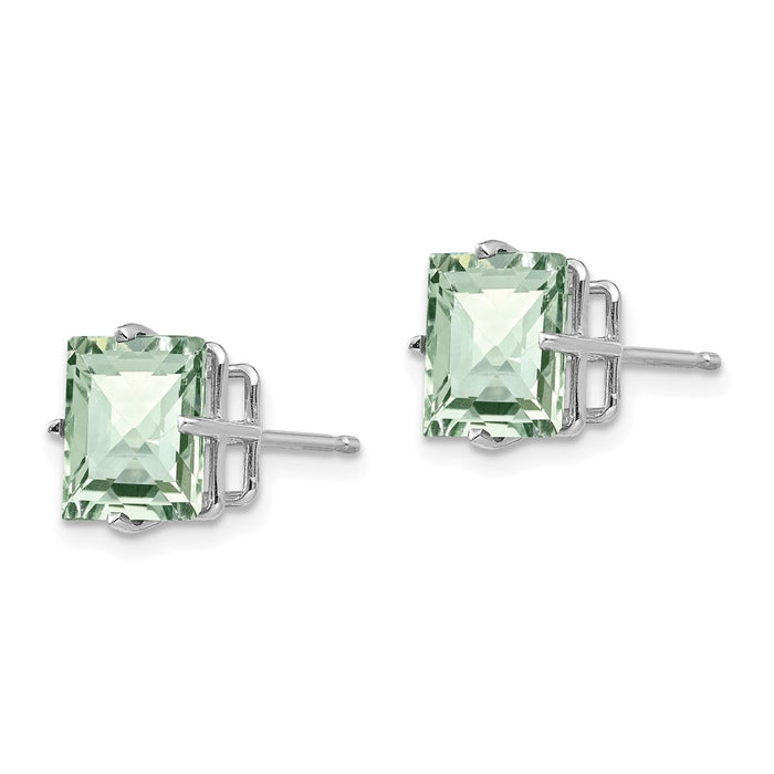 Buy Exclusive 14K White Gold Green Quartz Earrings - 8.0mm Luxury Style-2