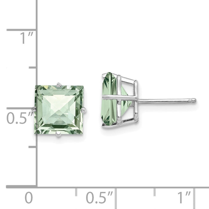 Buy Exclusive 14K White Gold Green Quartz Earrings - 8.0mm Luxury Style-4