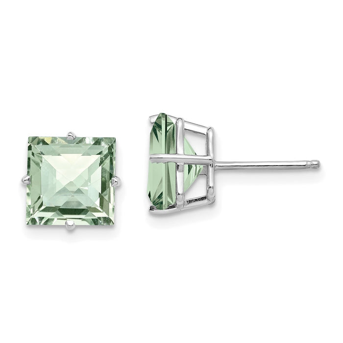 Buy Exclusive 14K White Gold Green Quartz Earrings - 8.0mm Luxury Style-1