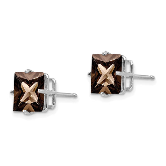 High-Quality 14K Gold Smoky Quartz Earrings - Stylish 8.0mm, Affordable Luxury