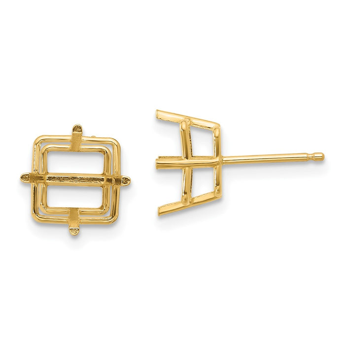 Shop 14K Gold 8mm Square Earring Settings | Stylish & Affordable Luxury Jewelry-1