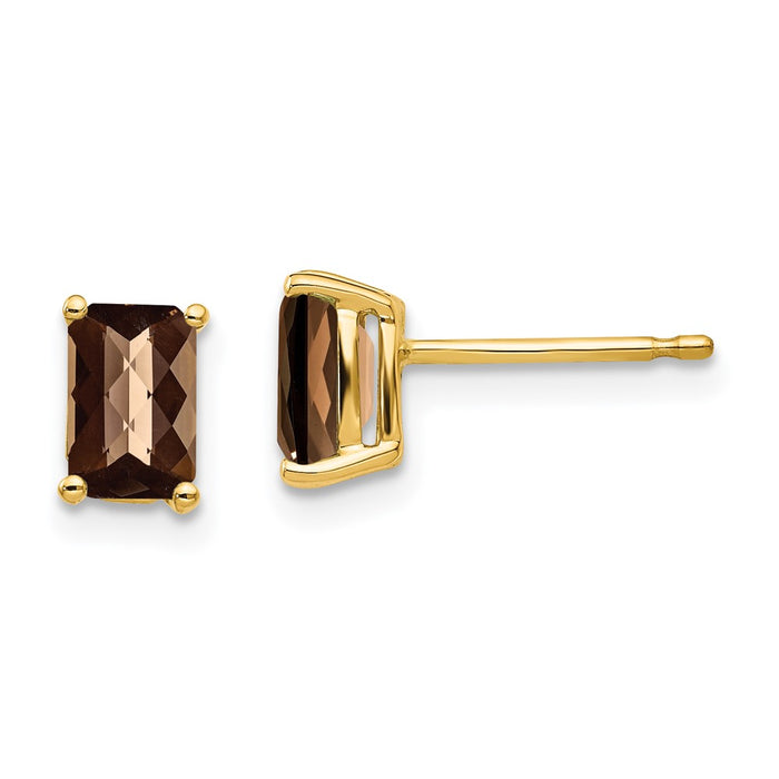 Shop Exclusive 14K Gold Smoky Quartz Earrings - 6x4mm, Stylish & Affordable!-1