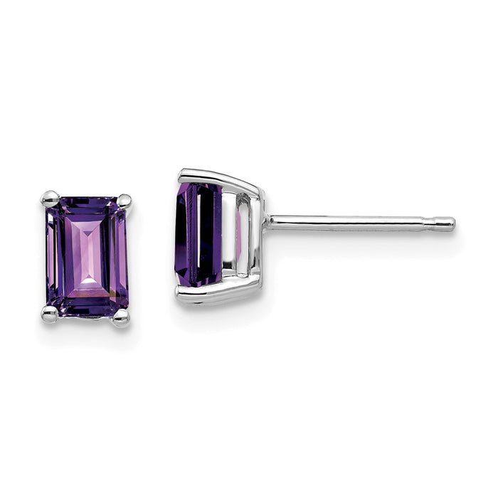 Exclusive 14K White Gold Amethyst Earrings - 6x4mm, Stylish & Affordable-1