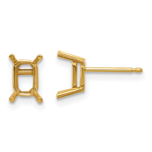 Shop Exclusive 14K Gold 6x4mm Emerald Earring Settings - Affordable Luxury!