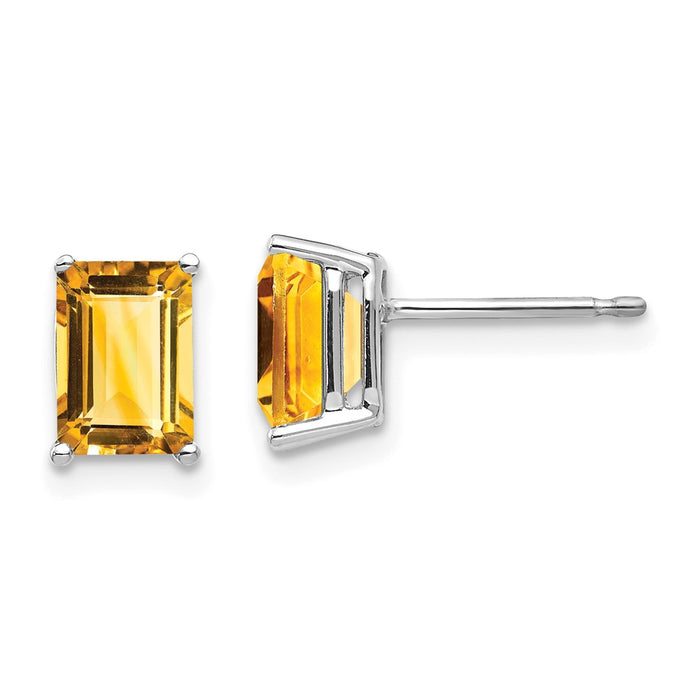 Shop Exclusive 14K White Gold Emerald Cut Citrine Earrings - 7x5mm, Stylish Value-1