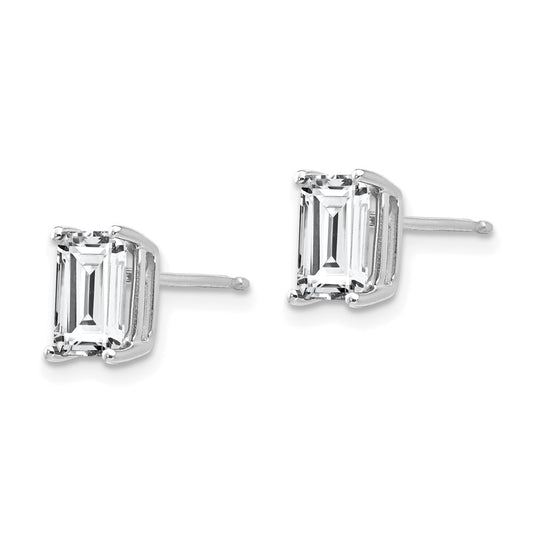 Shop Exclusive 14K White Gold Radiant Cut CZ Earrings - Stylish 7x5mm Design