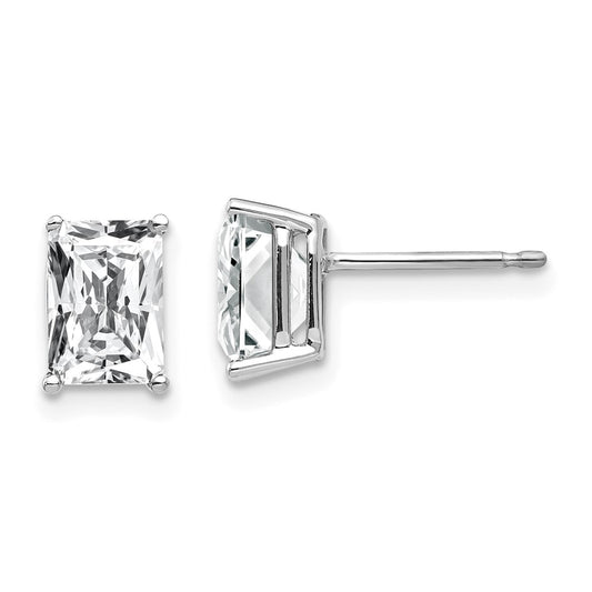 Shop Exclusive 14K White Gold Radiant Cut CZ Earrings - Stylish 7x5mm Design