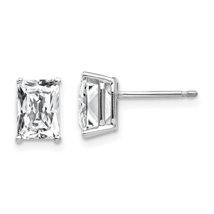 Shop Exclusive 14K White Gold Radiant Cut CZ Earrings - Stylish 7x5mm Design-1