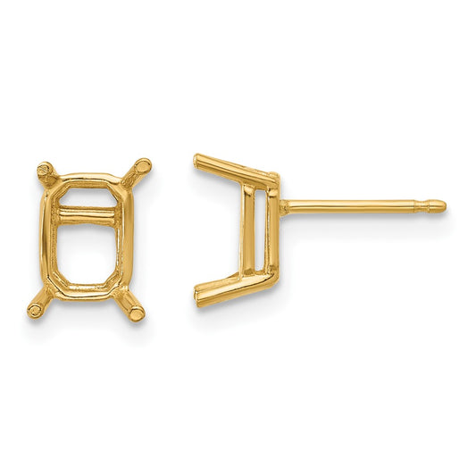 High-Quality 14K Gold 7x5mm Emerald Earring Settings - Stylish & Affordable!