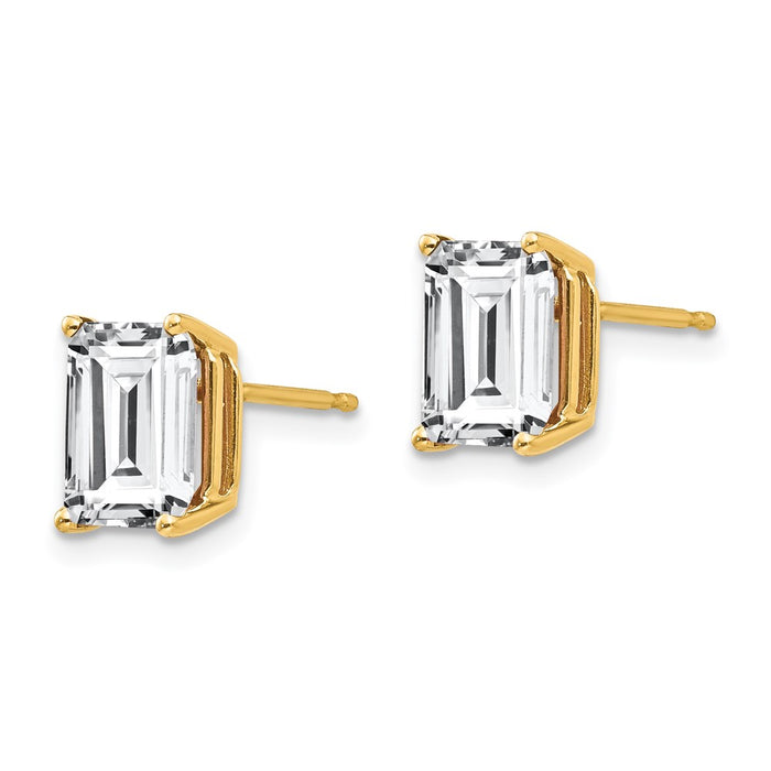 Exclusive 14K Gold 8x6mm Radiant Cut Cubic Zirconia Stud Earrings - Stylish Value-2