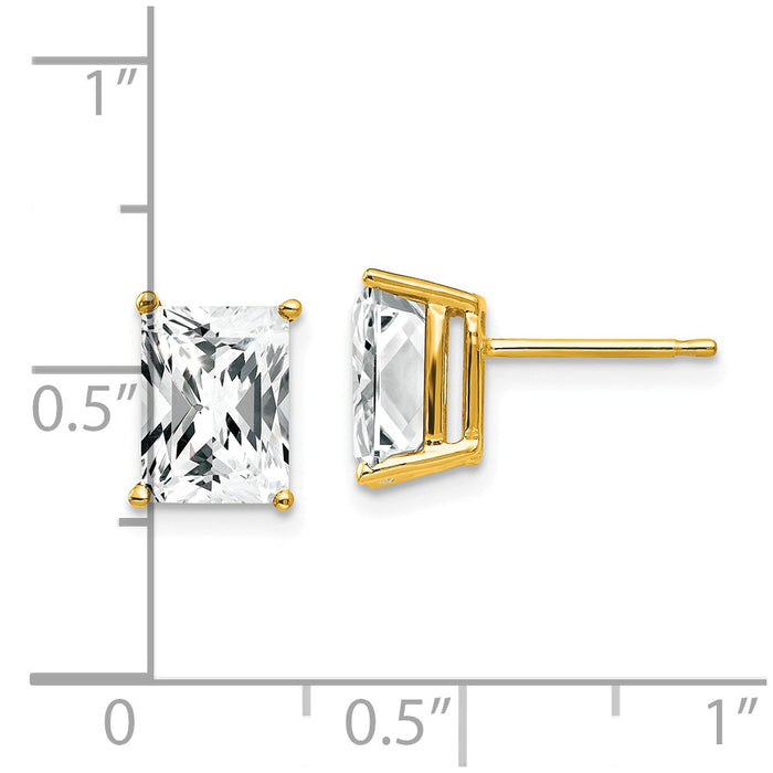 Exclusive 14K Gold 8x6mm Radiant Cut Cubic Zirconia Stud Earrings - Stylish Value-4