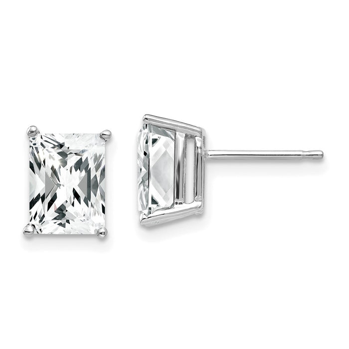 Shop Luxury 14K White Gold Radiant Cut CZ Earrings - 8x6mm, Affordable Price!-1