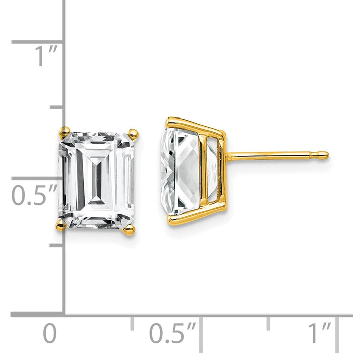Shop Stylish 14K Gold Emerald Cut CZ Earrings - 9x7mm, Affordable Luxury!-4