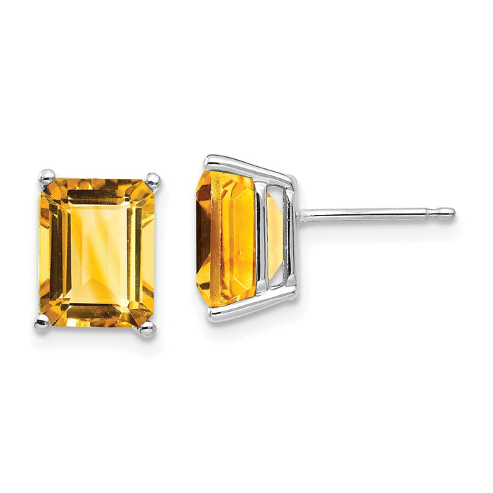 Buy Exclusive 14K White Gold Emerald Cut Citrine Earrings - 9x7mm Stylish Value-1