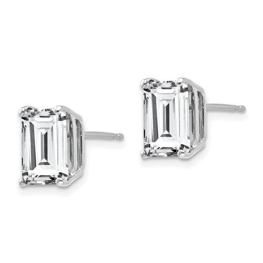High-quality 14K White Gold Emerald Cut CZ Earrings - 9x7mm, Stylish Value!