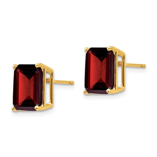 Exclusive 14K Gold Emerald Cut Garnet Earrings 10x8mm - Stylish Value!