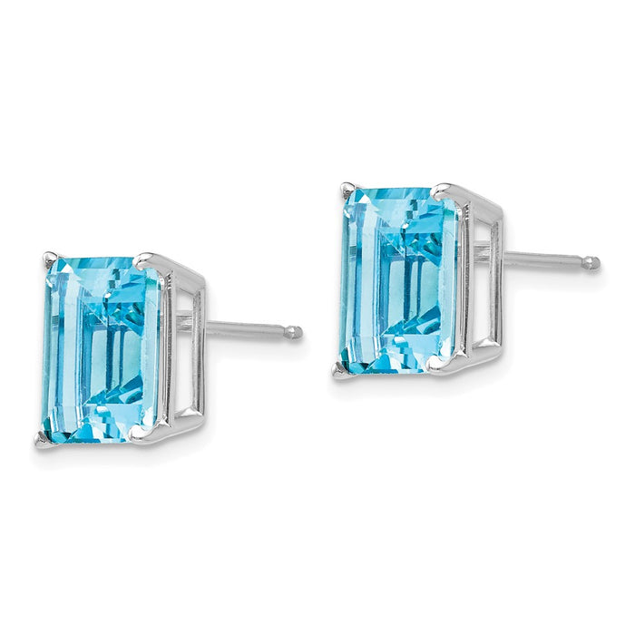 Shop Stylish 14K White Gold Emerald Cut Blue Topaz Earrings - 10x8mm-2