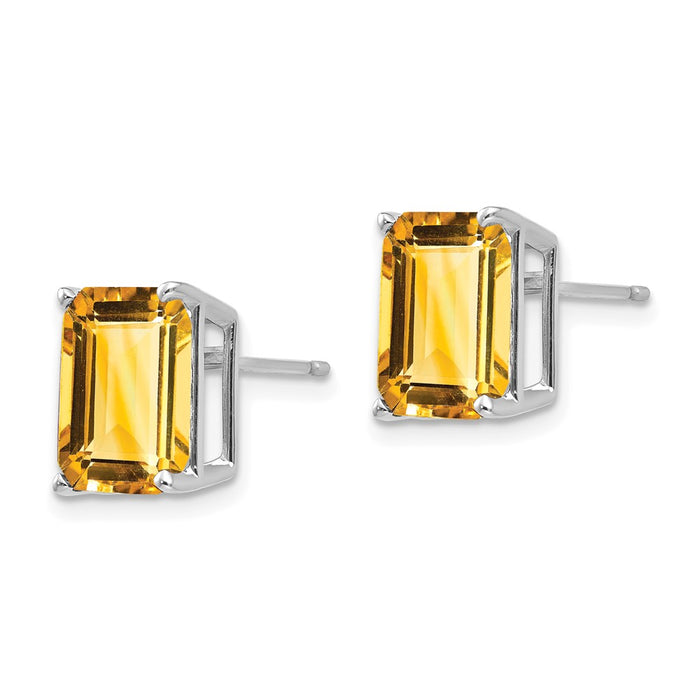 Shop Exclusive 14K White Gold Emerald Cut Citrine Stud Earrings - 10x8 mm-2