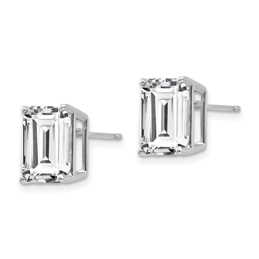 Shop 14K White Gold Emerald Cut CZ Earrings - 10x8mm, Stylish Luxury!
