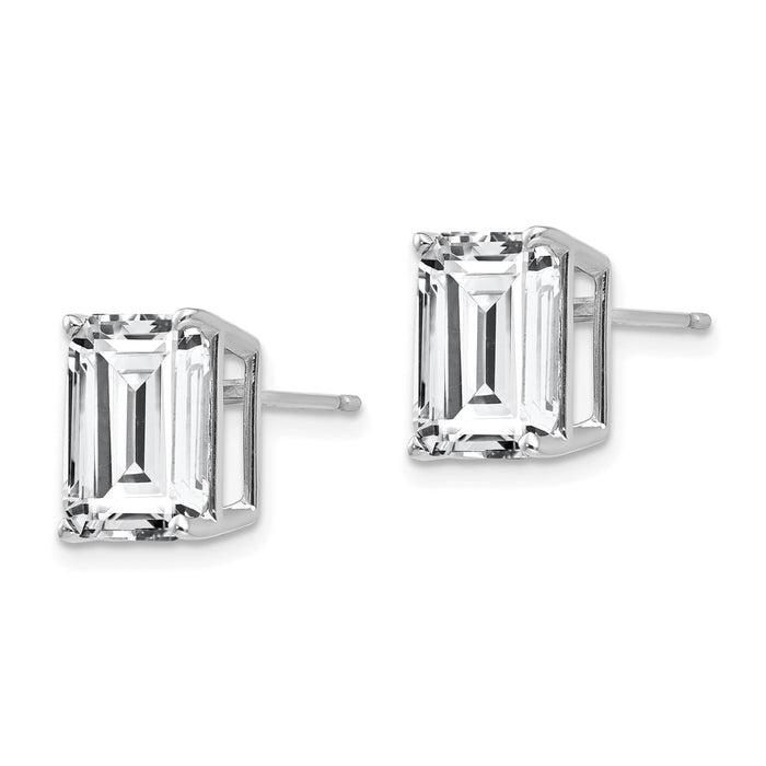 Shop 14K White Gold Emerald Cut CZ Earrings - 10x8mm, Stylish Luxury!-2