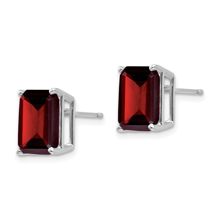 Shop Stylish 14K White Gold Emerald Cut Garnet Stud Earrings - 10x8 mm-2