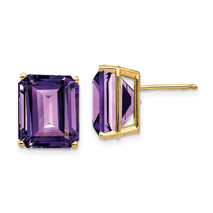 Shop Exclusive 14K Gold Amethyst Earrings - 12x10mm, Stylish Luxury Jewelry-1
