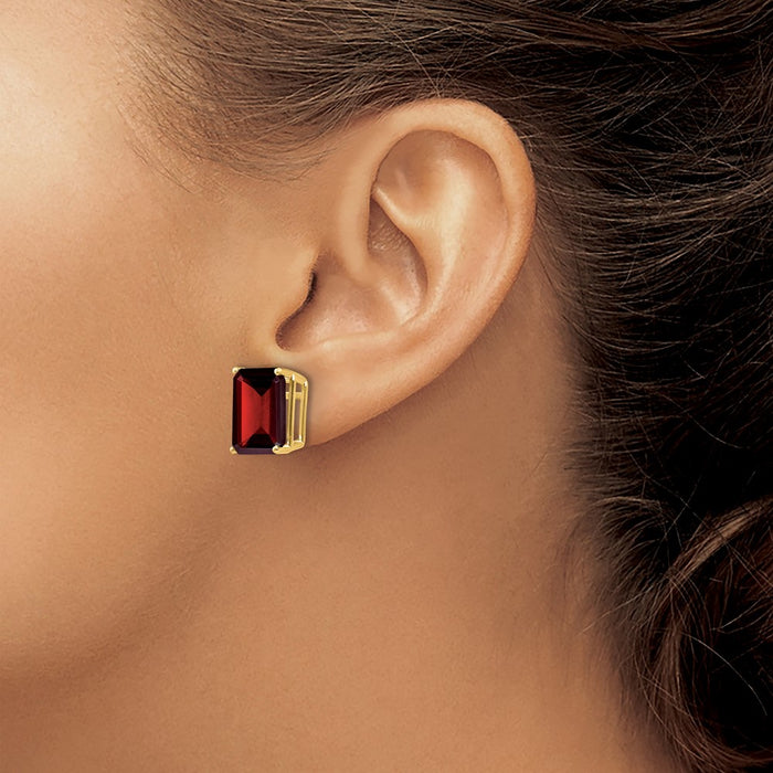 Buy Stylish 14K Gold Emerald Cut Garnet Stud Earrings | Affordable Luxury-3