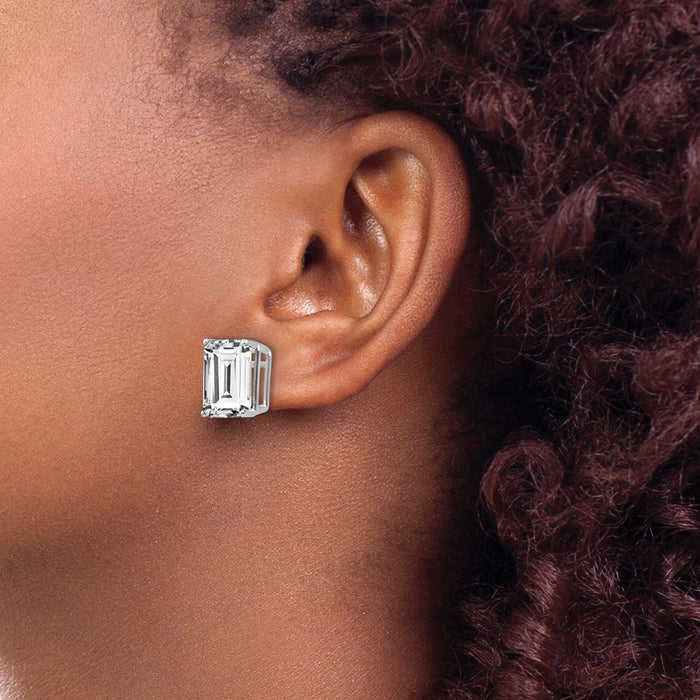 Buy 14K White Gold Emerald Cut CZ Stud Earrings | Stylish & Affordable Jewelry-3