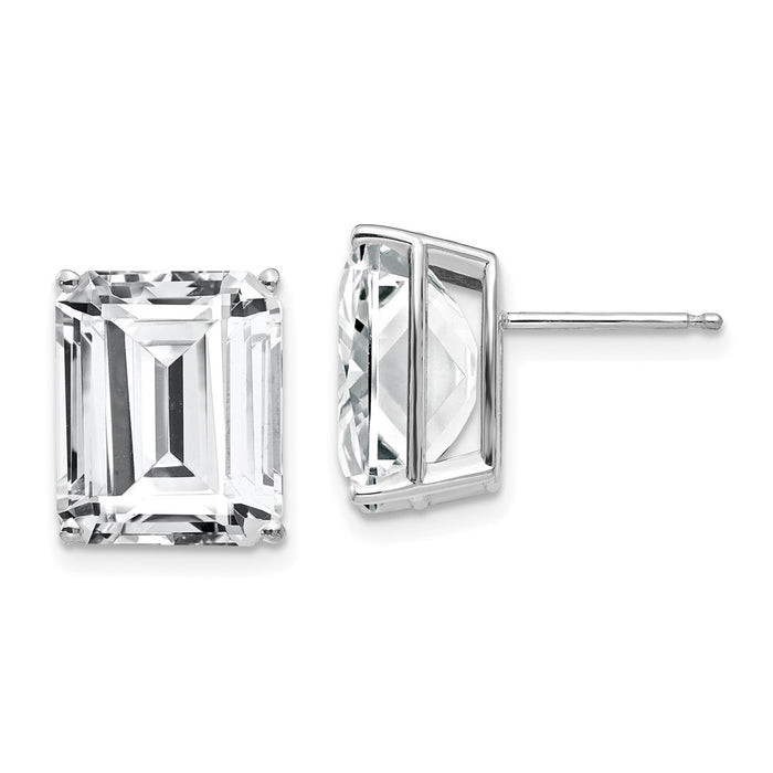 Buy 14K White Gold Emerald Cut CZ Stud Earrings | Stylish & Affordable Jewelry-1