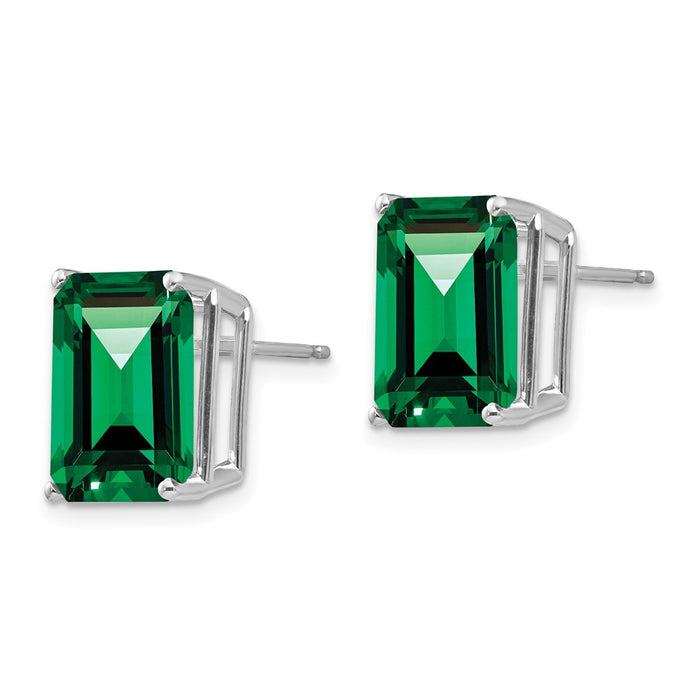 High-Quality 14K White Gold Emerald Stud Earrings - Stylish & Affordable!-2