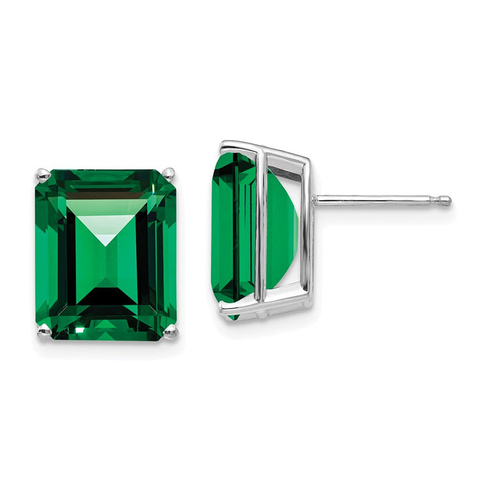 High-Quality 14K White Gold Emerald Stud Earrings - Stylish & Affordable!-1