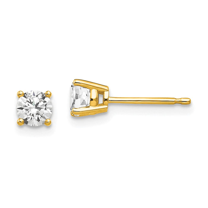 Shop Stylish 14K Gold 4mm Cubic Zirconia Stud Earrings - Luxury Value!-1