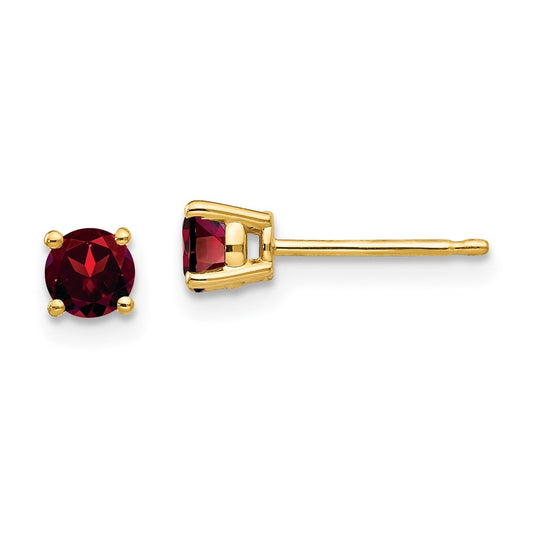 Shop Luxury 14K Gold 4mm Garnet Stud Earrings - Stylish and Affordable