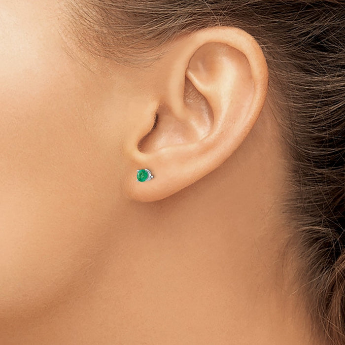 Exclusive 14K White Gold Emerald Stud Earrings - Stylish & Affordable Luxury-3