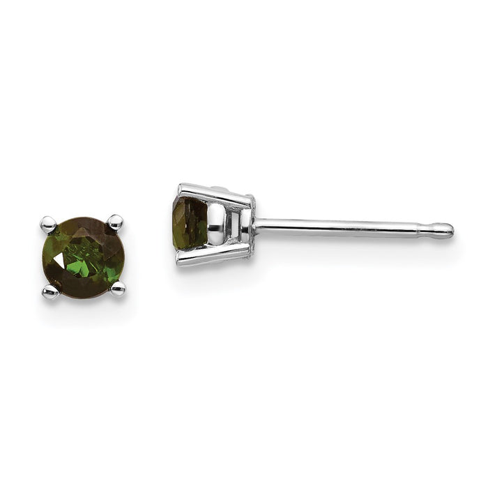 Buy Exclusive 14K White Gold Green Tourmaline Stud Earrings - Stylish Value!-1