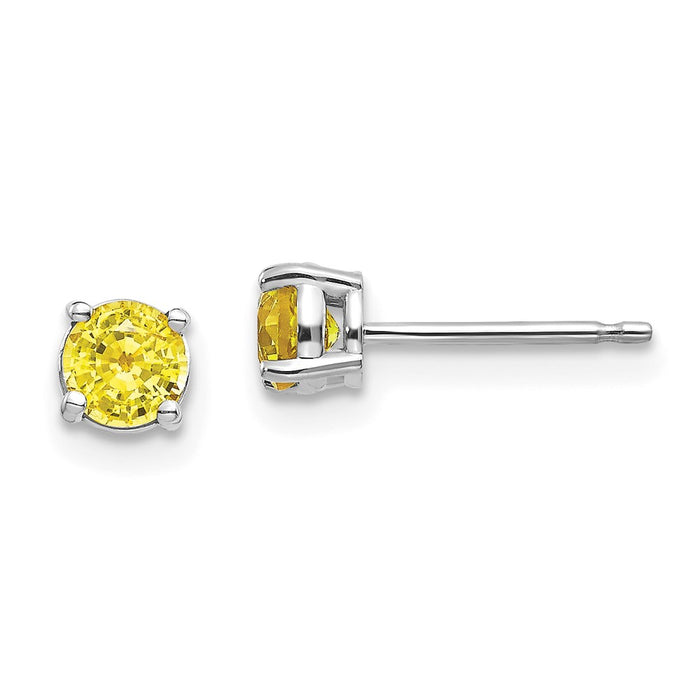 Shop 14K White Gold Earrings with Yellow Sapphires - Stylish Luxury Value!-1