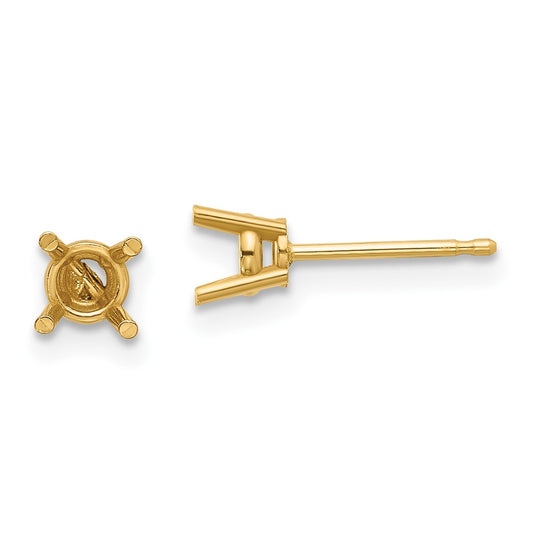 High-Quality 14K Gold 4mm Round Earring Settings - Stylish & Affordable!