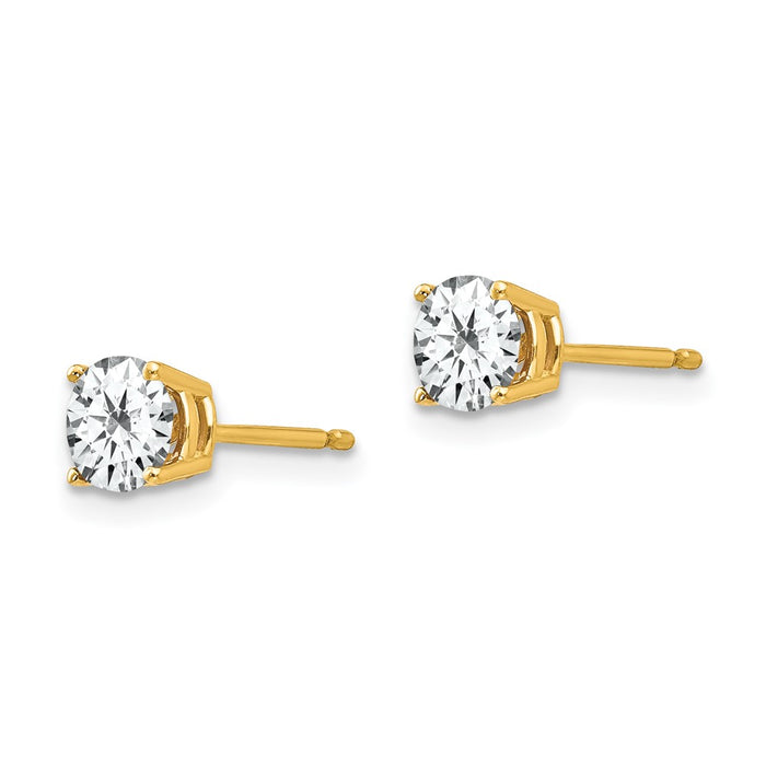 Shop Exclusive 14K Gold 5mm Cubic Zirconia Stud Earrings - Stylish Value!-2