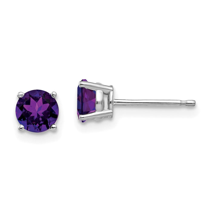 Exclusive 14K White Gold 5mm Amethyst Stud Earrings - Stylish Luxury Value-1