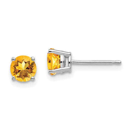 Buy Stylish 14K White Gold 5mm Citrine Stud Earrings - Affordable Luxury!
