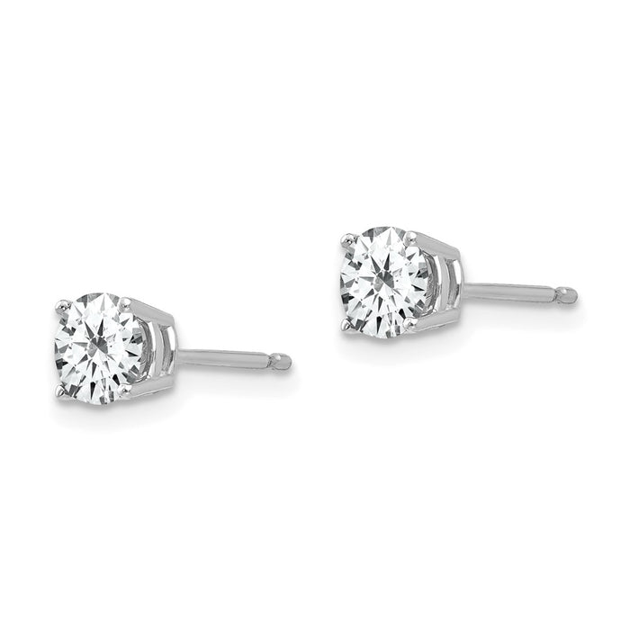 High-Quality 14K White Gold 5mm CZ Stud Earrings - Stylish & Affordable Price-2