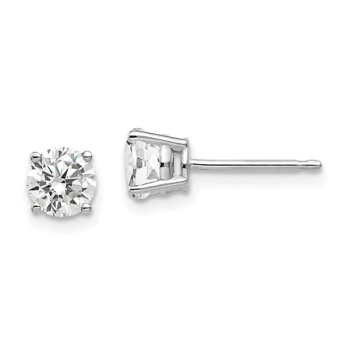 High-Quality 14K White Gold 5mm CZ Stud Earrings - Stylish & Affordable Price-1