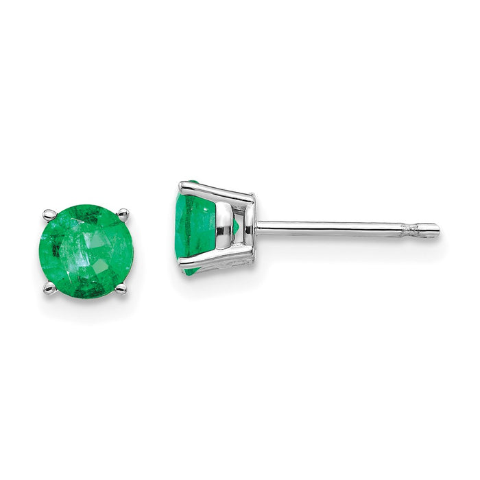 High-Quality 14K White Gold Emerald Stud Earrings - Stylish Luxury Value-1