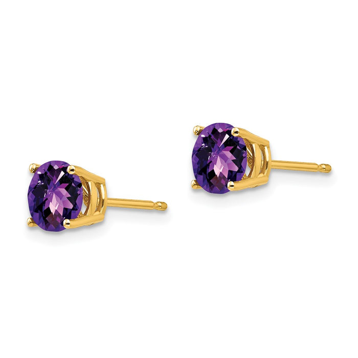 Shop Stylish 14K Gold 6mm Amethyst Checkerboard Earrings - Luxury Look, Great Value!-2