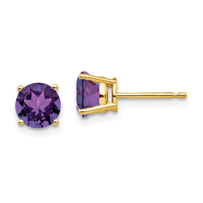Buy Exclusive 14K Gold 6mm Amethyst Stud Earrings - Stylish Luxury Value!-1