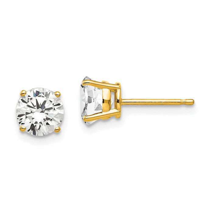 Buy Exclusive 14K Gold 6mm Cubic Zirconia Stud Earrings - Stylish Value!-1