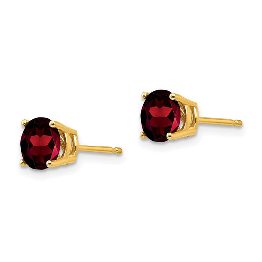 High-Quality 14K Gold 6mm Garnet Stud Earrings - Stylish Luxury Value!