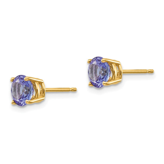 High-Quality 14K Gold Tanzanite Stud Earrings - Stylish & Affordable Elegance-2