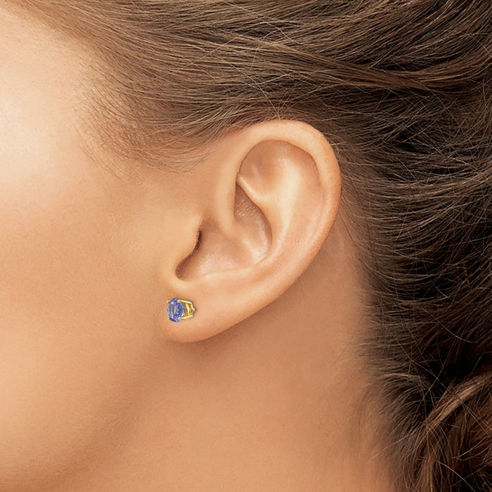 High-Quality 14K Gold Tanzanite Stud Earrings - Stylish & Affordable Elegance-3
